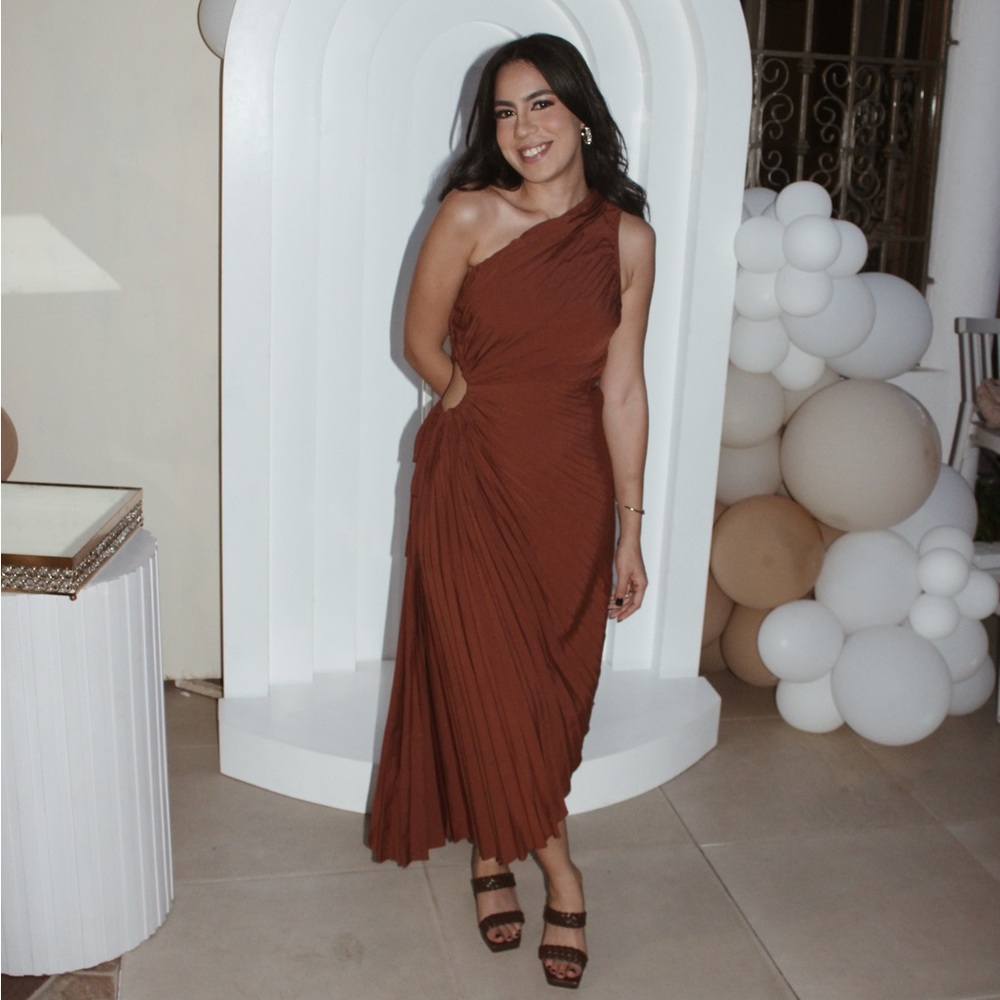 Brown one shoulder dress